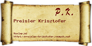 Preisler Krisztofer névjegykártya